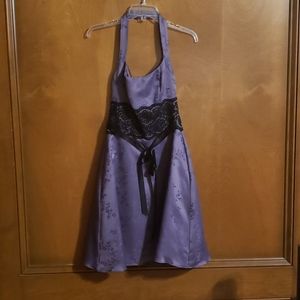 Short dress purple with black lace halter size 5/6